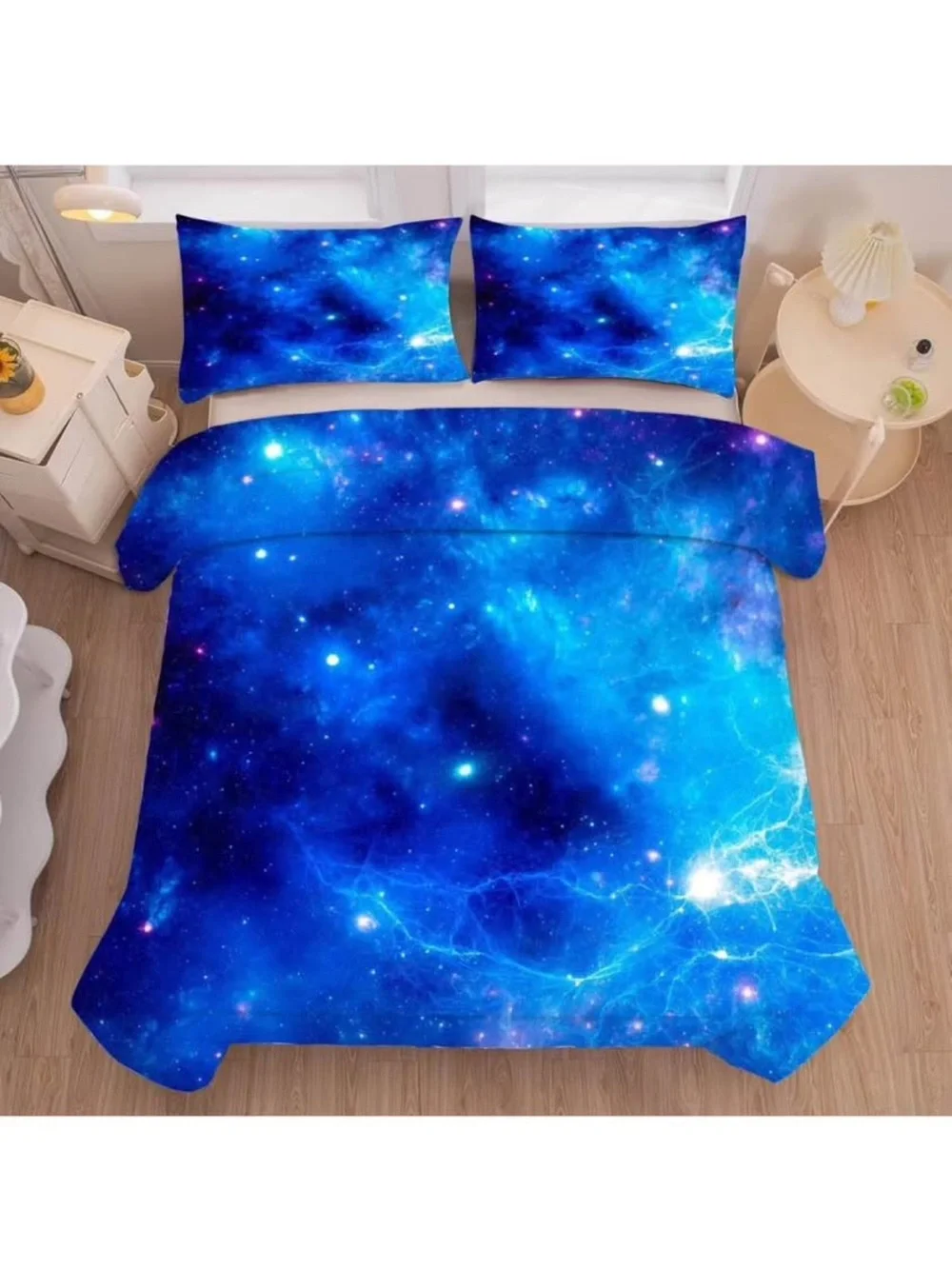 Blue Galaxy space full size comforter set new
